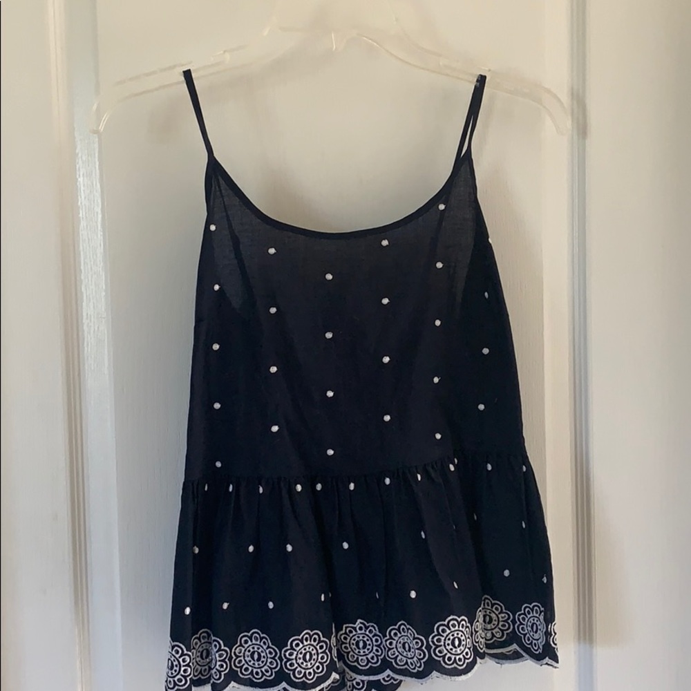 Tie back girly navy blue top